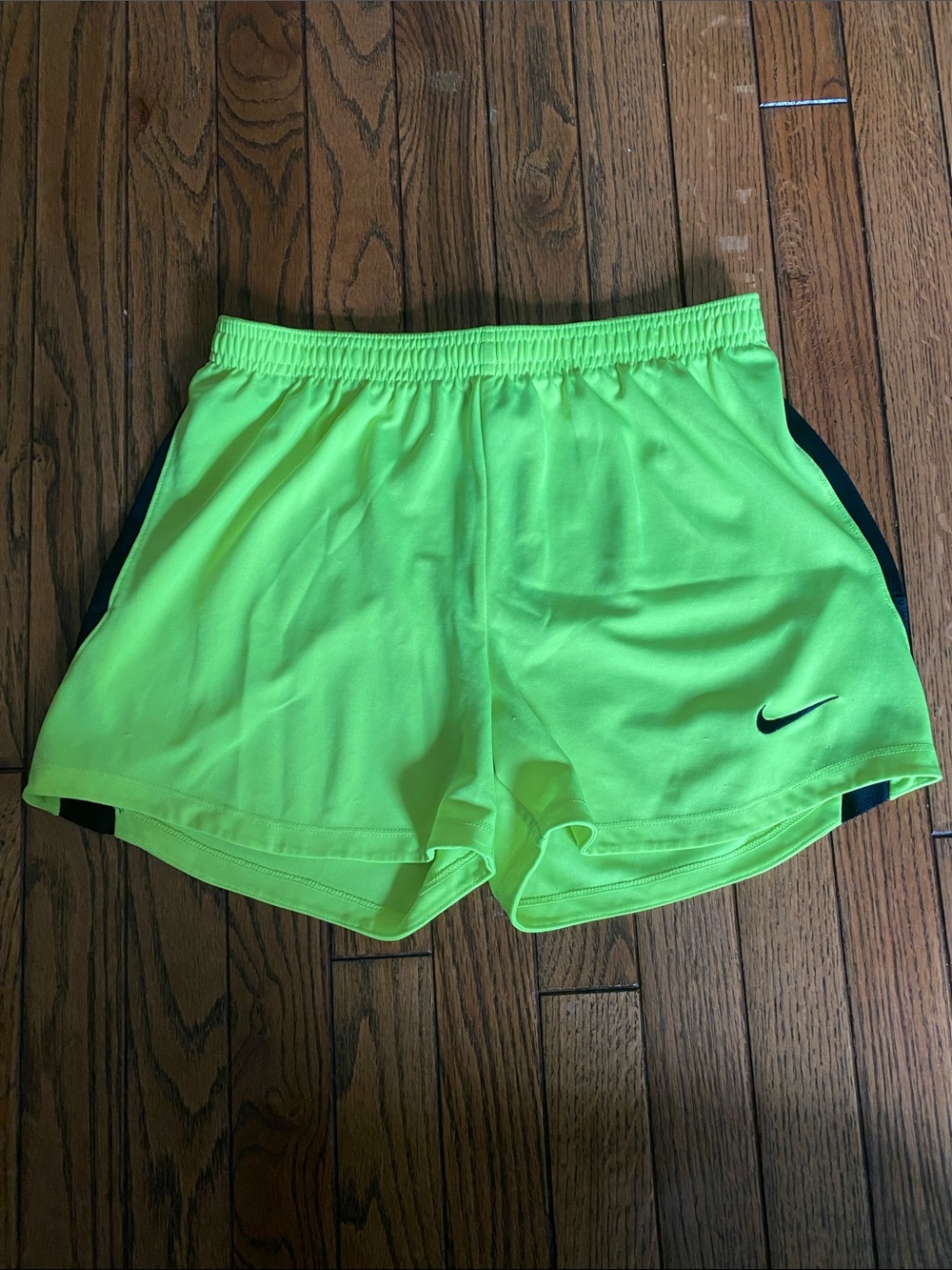 Nike Bright Electric Yellow Running Shorts with Black Swoosh